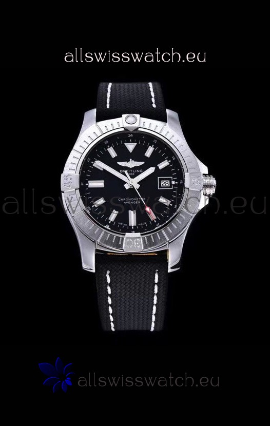 Breitling Avenger 43 Automatic Black Dial Leather 1:1 Mirror Swiss Replica Watch 