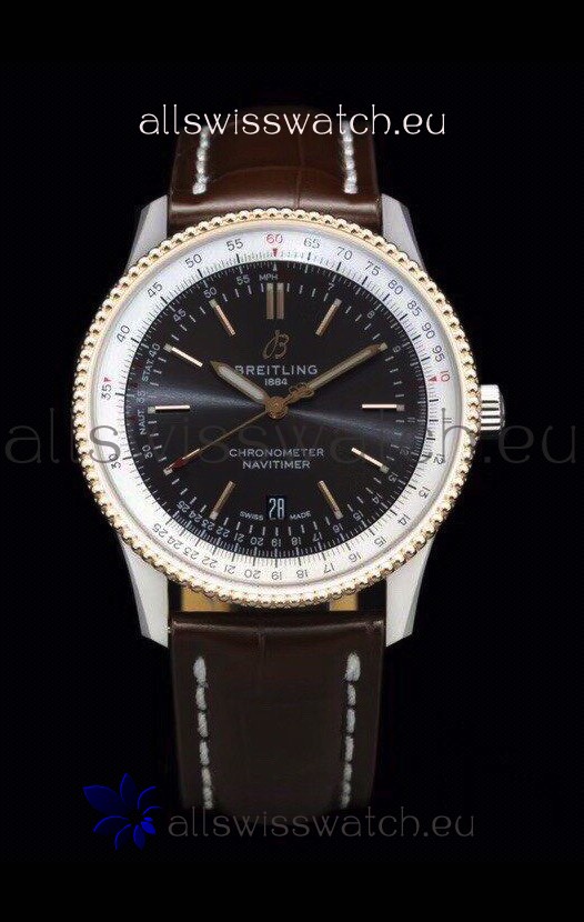 Breitling Navitimer 1 Automatic Swiss Replica Watch in Brown Dial Rose Gold Bezel