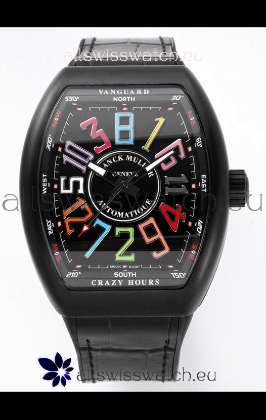 Franck Muller Vanguard Crazy Color Hours in DLC Coated Casing Swiss Replica Watch 