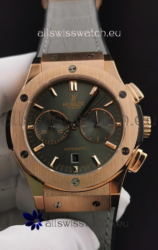 Hublot Classic Fusion Chronograph Rose Gold Casing Brown Dial 1:1 Mirror Replica Watch 