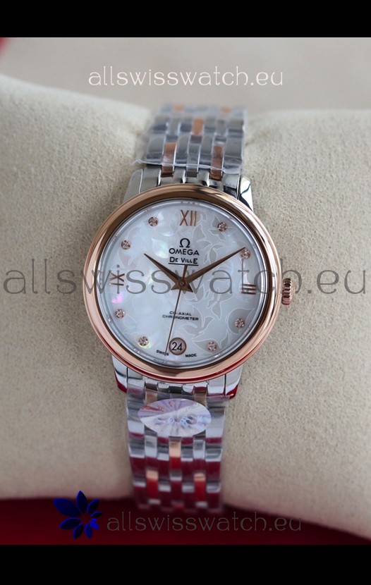 Omega De Ville Edition Swiss Automatic Watch in Two Tone Rose Gold White Dial 