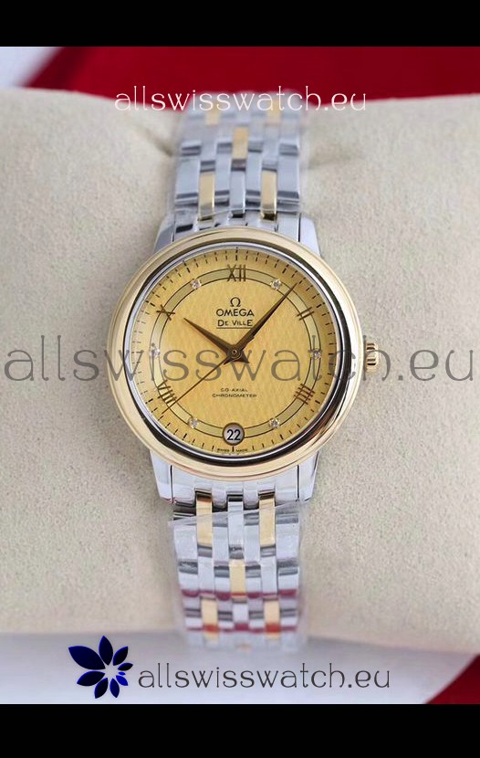 Omega De Ville Edition Swiss Automatic Watch in Two Tone Rose Yellow Gold - Gold Dial