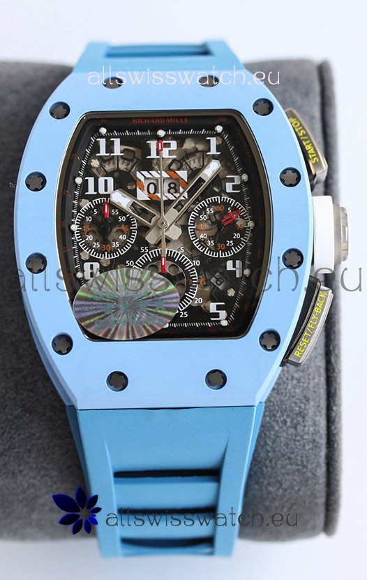 Richard Mille RM011 Blue Ceramic Casin Blue Rubber Strap 1:1 Mirror Swiss Replica Watch 