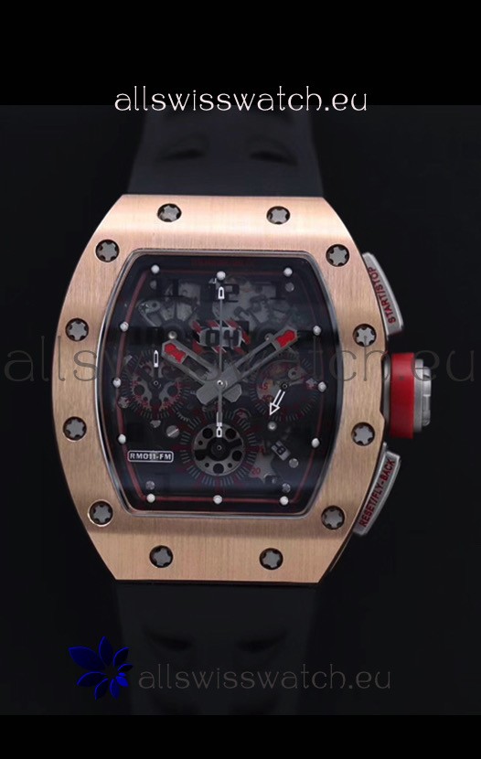 Richard Mille RM011-FM Felipe Massa Rose Gold Casing Swiss Replica Watch