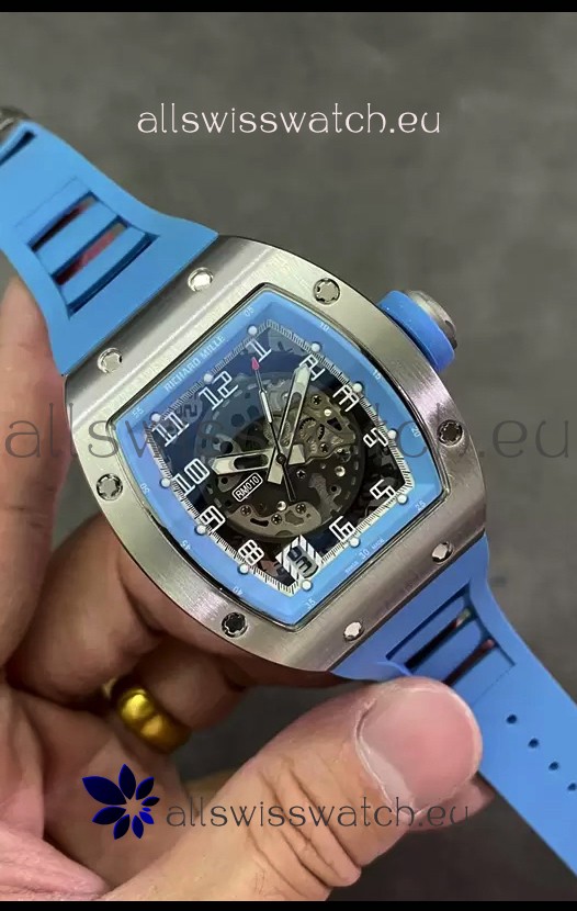 Richard Mille RM010 Stainless Steel Replica Watch in Blue Strap