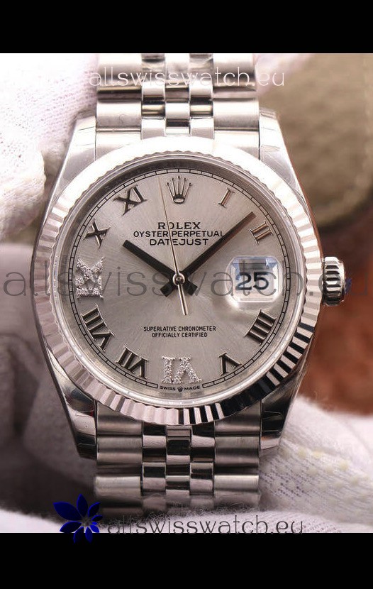 Rolex Datejust 36MM Cal.3135 Movement Swiss Replica Watch in 904L Steel Grey Dial 