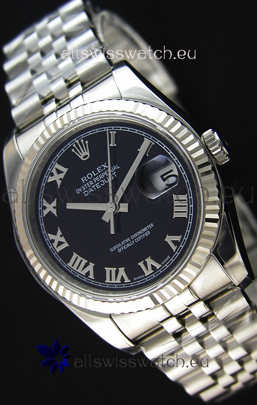 Rolex Datejust Japanese Replica Watch - Black Dial in 36MM with Jubilee Strap