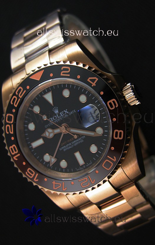 Rolex GMT Masters Japanese Replica Watch in Rose Gold Casing