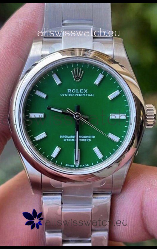 Rolex Oyster Perpetual REF#277200 31MM Swiss Movement Swiss Replica Green Dial 904L Steel 1:1 Mirror Replica Watch
