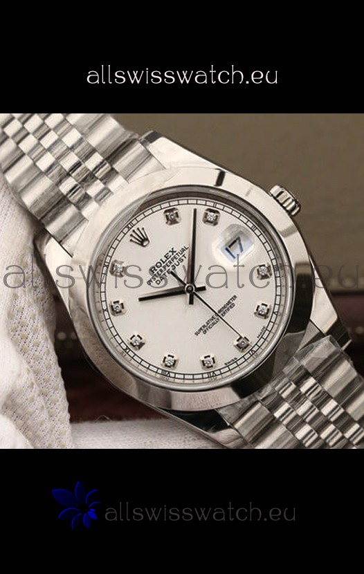 Rolex Datejust 41MM Cal.3135 Swiss 1:1 Mirror Replica Watch in 904L Steel Casing White Dial