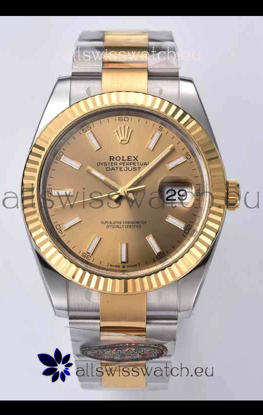 Rolex Datejust 126333 41MM Cal.3235 Swiss 1:1 Mirror Replica Watch in 904L Gold Dial