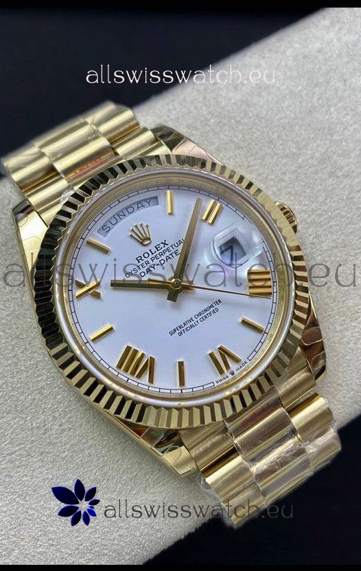 Rolex Day Date Presidential 18K Yellow Gold Watch 40MM - White Dial 1:1 Mirror Quality