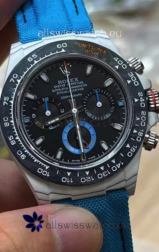 Rolex Cosmograph Daytona DiW RACING BLUE Edition Carbon Fiber Watch - Cal.4130 Movement 