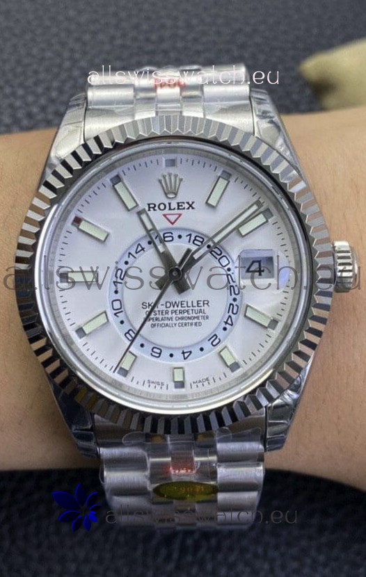 Rolex Sky-Dweller REF# M326934 White Dial Watch in 904L Steel Case 1:1 Mirror Replica