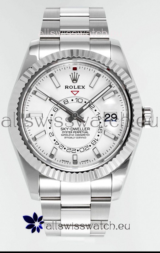 Rolex Sky-Dweller REF #m336934 White Dial Watch in 904L Steel Case - Super Clone Watch