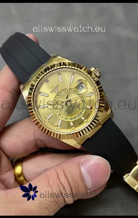 Rolex Sky-Dweller REF# M336235 Gold Dial Yellow Gold Watch in 904L Steel Case 1:1 Mirror Replica