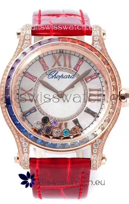 Chopard Happy Sport Swiss Automatic Replica Watch - Rose Gold Casing - 36MM Wide 