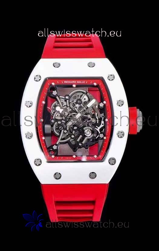 Richard Mille RM055 Ceramic Casing 1:1 Mirror Replica Watch in Red Strap 