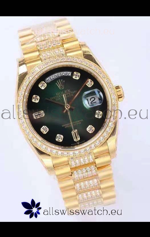 Rolex Day Date Presidential 18K Yellow Gold Watch 36MM - Green Dial 1:1 Mirror Quality Watch
