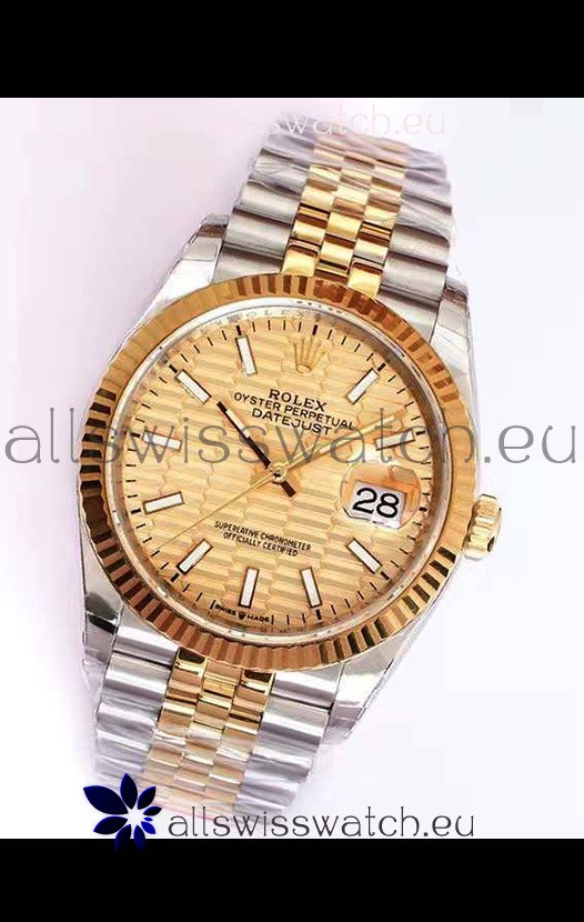 Rolex Datejust Fluted-Motif Dial 41MM Cal.3135 Movement Swiss Replica Watch in 904L Two Tone Casing