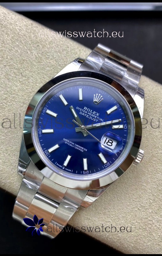 Rolex Datejust 126300 41MM Cal.3135 Swiss 1:1 Mirror Replica Watch in 904L Blue Dial