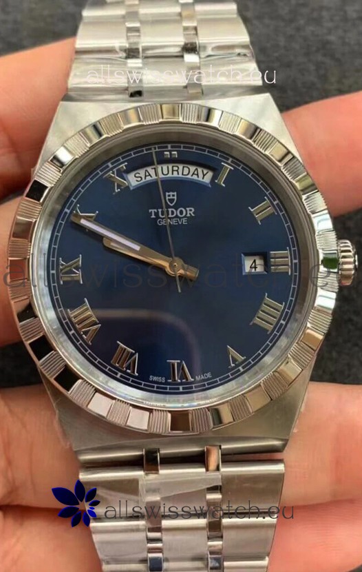Tudor Royal Edition Watch - 1:1 Mirror Replica in Steel Casing - Blue Roman Dial