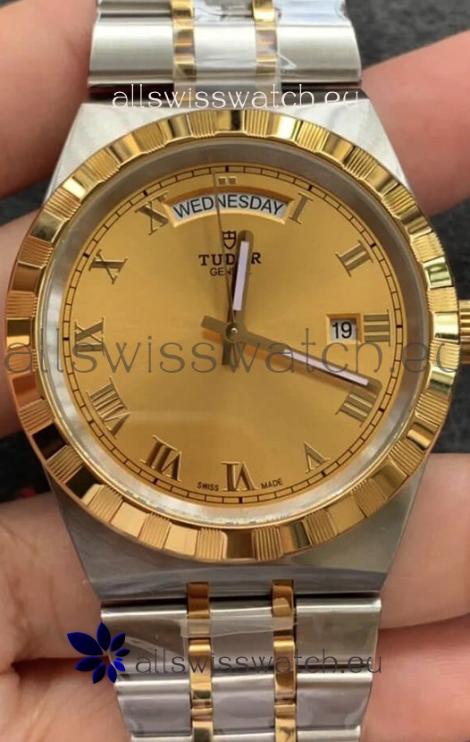 Tudor Royal Edition Watch - 1:1 Mirror Replica in Two Tone Casing - Gold Roman Dial