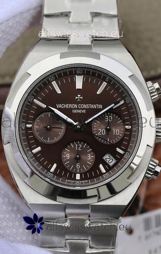 Vacheron Constantin Overseas Chronograph Brown Dial Swiss Replica Watch - Stainless Steel Strap