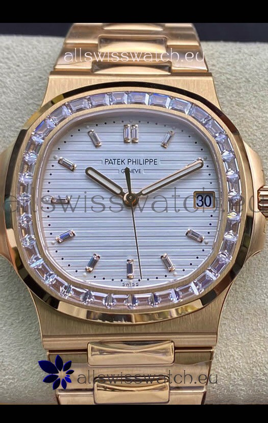 Patek Philippe Nautilus 5711/1R 1 1:1 Mirror Replica Watch in White Dial Rose Gold