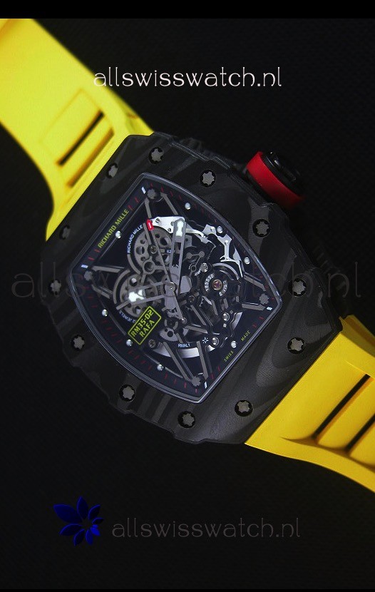 Richard Mille RM035-2 Rafael Nadal Forged Carbon Case with Yellow Rubber Strap