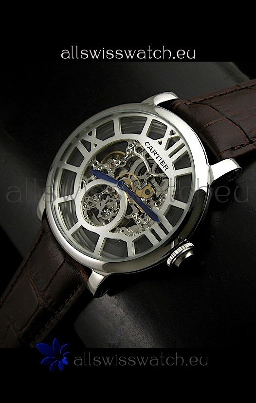 Cartier Ronde de Japanese Replica Watch in Skelton Grey Dial