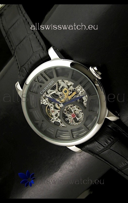 Cartier Ronde de Japanese Replica Watch in Skelton Grey Dial