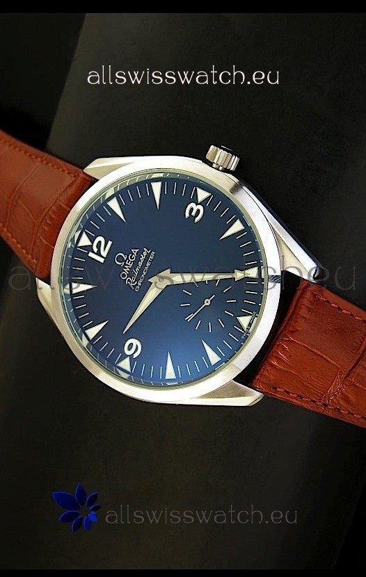 Omega Seamaster Railmaster Japanese Replica Watch in Brown Leather Strap