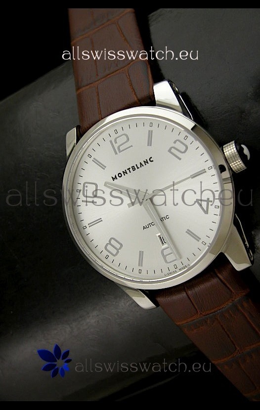 Mont Blanc Timewalker Swiss Automatic Watch in Silver Dial - Ultimate Mirror Replica