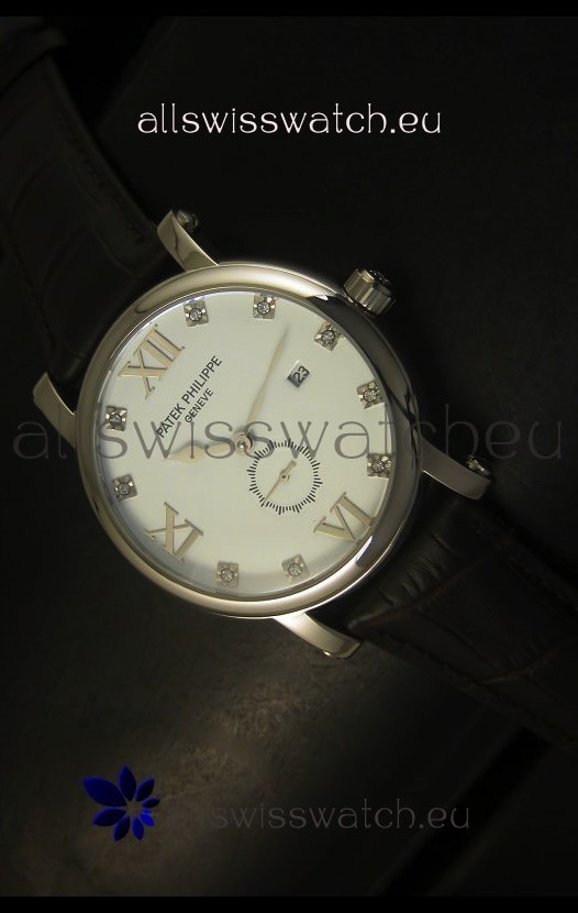 Patek Philippe Calatrava Stainless Steel Watch Diamonds Hour Markers