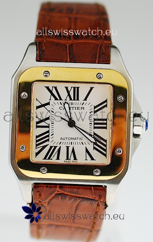 Cartier Santos 100 Swiss Replica Two Tone Watch