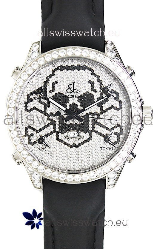 Jacob & Co. The Five Time Zone Skeleton Swiss Replica Watch in Diamonds