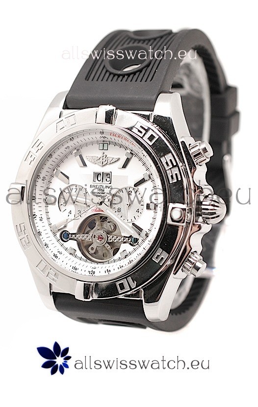 Breitling Chronograph Chronometre Japanese Tourbillon Watch in White Dial