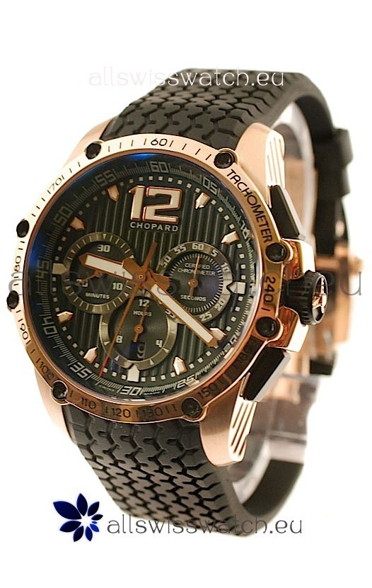 Chopard Classic Racing Superfast Swiss Replica Gold Watch in Black Dial