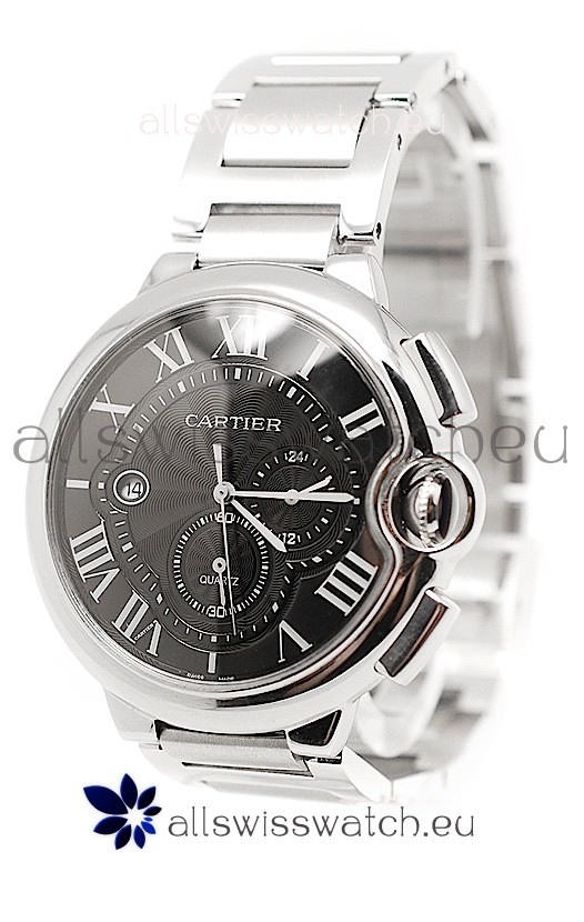 Ballon De Cartier Chronograph Swiss Replica Watch in Black Dial