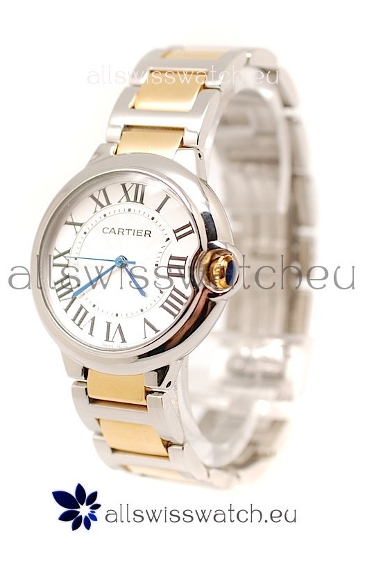 Ballon De Cartier Swiss Replica Mid Sized Two Tone Watch 