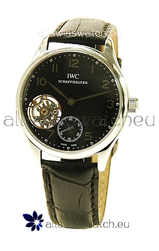 IWC Portuguese Tourbillon Swiss Replica Watch in Black Dial