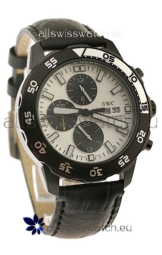 IWC Aquatimer Chronograph Japanese Replica PVD Watch in White Dial
