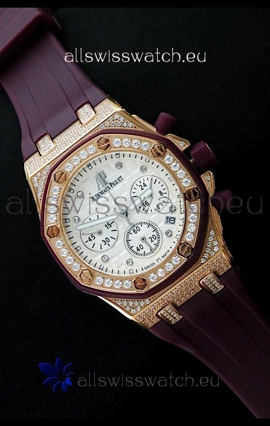 Audemars Piguet Royal Oak Ladies Alinghi Limited Edition Japanese Gold Watch in White Dial