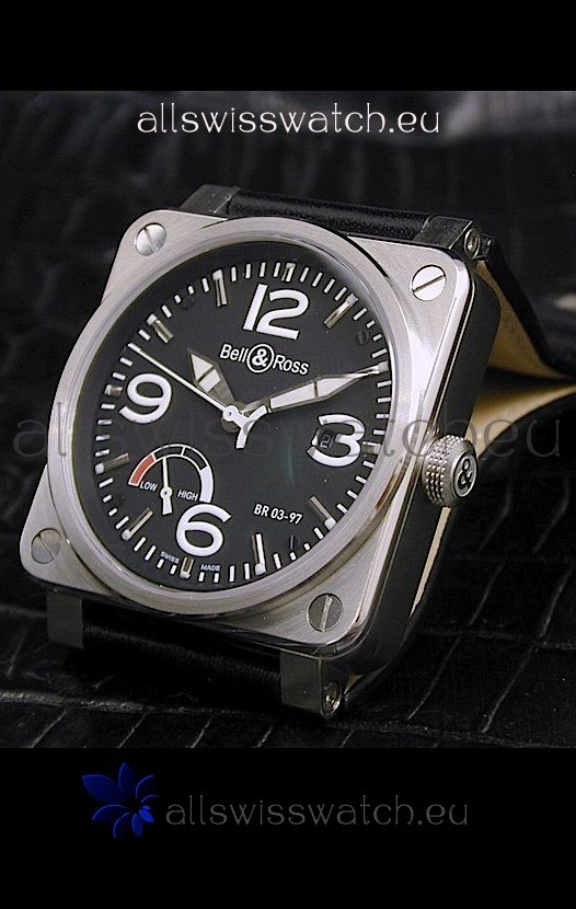 Bell and Ross BR013 97 Power Reserve Swiss Replica Watch in Black Dial