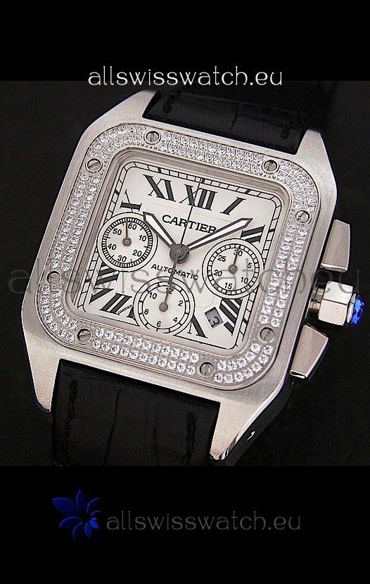 Cartier Santos Swiss Replica Watch in White Dial