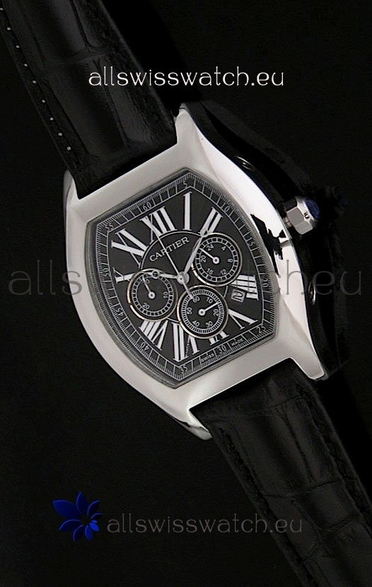 Cartier Tortue Japanese Replica Watch in Black Strap