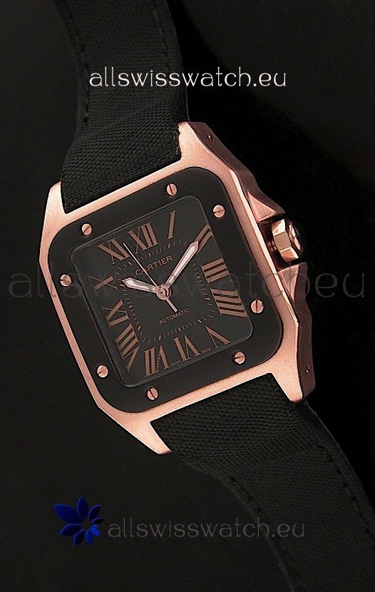 Cartier Santos Swiss Replica Watch in Black Dial
