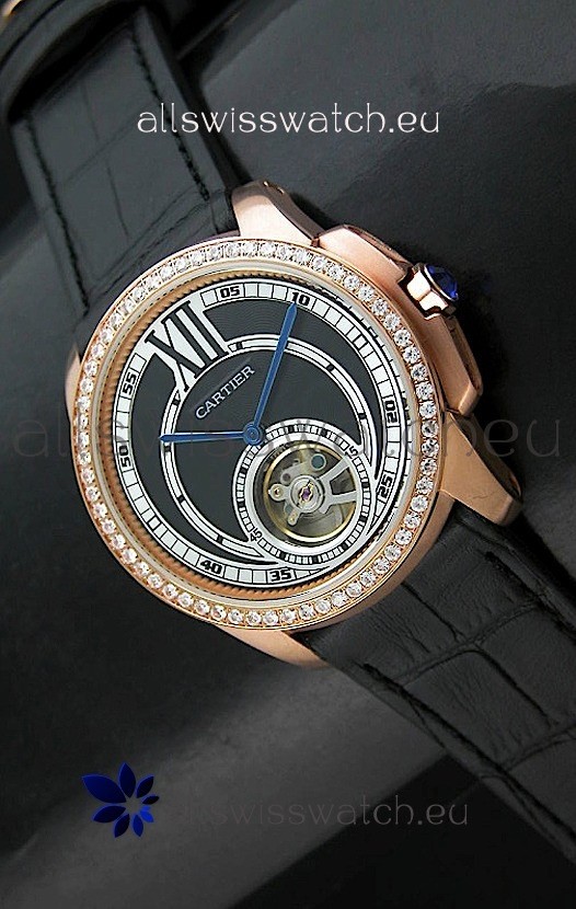 Calibre De Cartier Japanese Watch in Pink Gold Casing