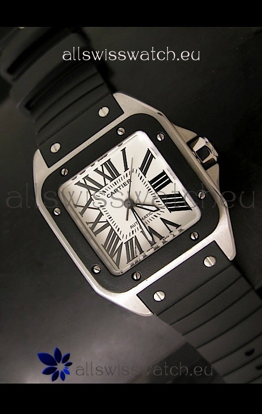 Cartier Santos 100 Swiss Automatic Replica Watch in Black